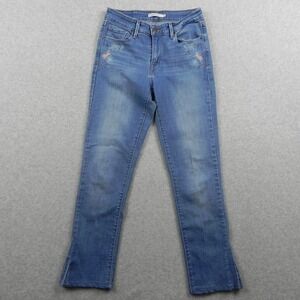 Levi's Jeans Womens 28 Mid Rise Skinny Floral Embroidered Stretch Denim Blue